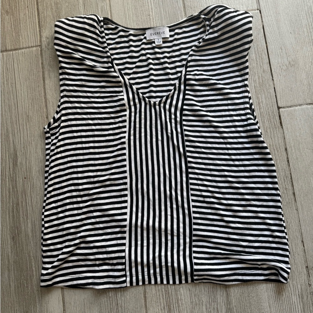Evereve Black and White Striped Tank Top